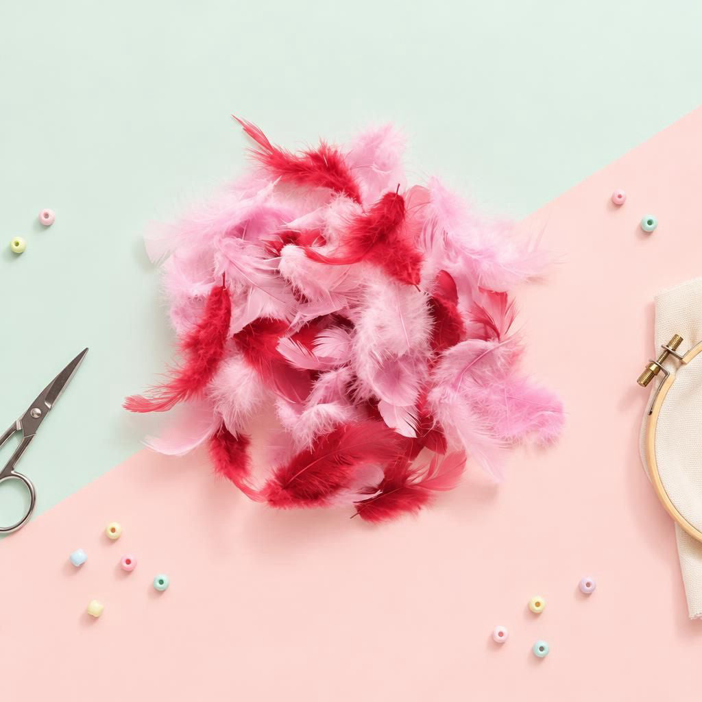 Generiert: [d6a276d4-81f0-4b15-8d94-0bbc50d420ce:1] Hauptbild – Deco-Federn rosa-sortiert 2g