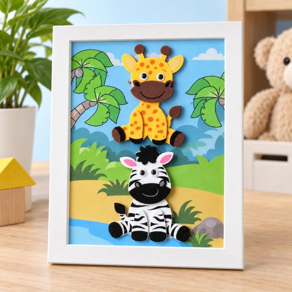 Fertiges Bastelwerk – 3D Moosgummi, Zebra/Giraffe