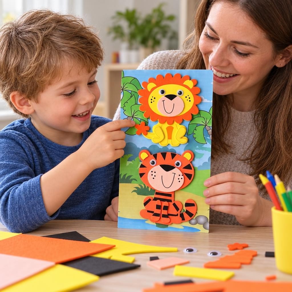 Mit Menschen – 3D Moosgummi, Löwe/Tiger