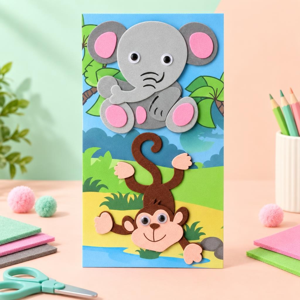 Hauptbild – 3D Moosgummi, Elefant/Affe