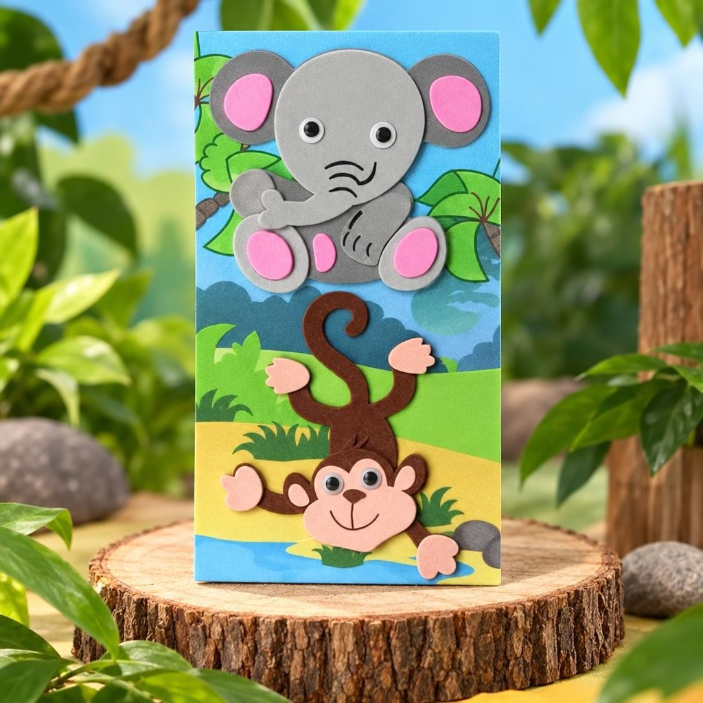 Freies Bild – 3D Moosgummi, Elefant/Affe