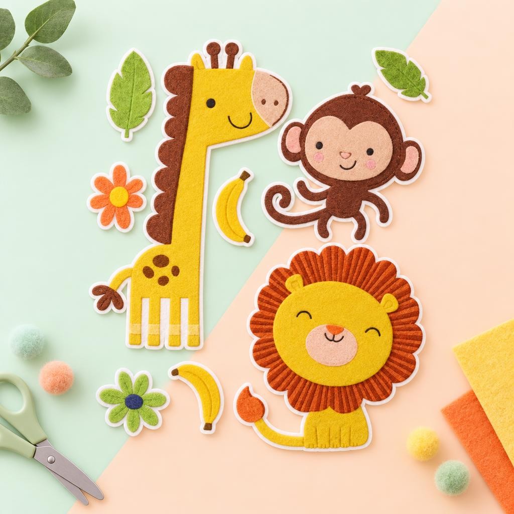 Hauptbild – 3D Moosgummi 9tlg Giraffe/Affe