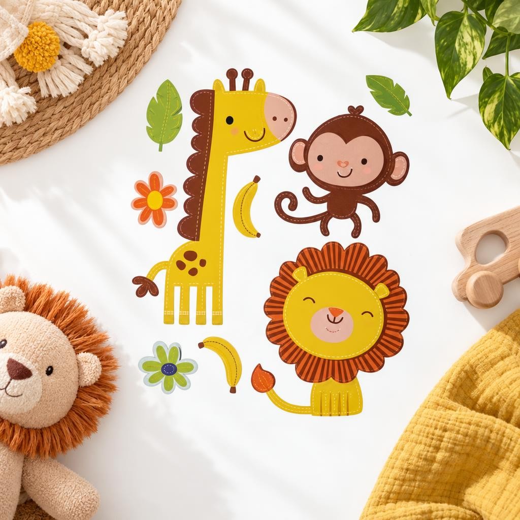Freies Bild – 3D Moosgummi 9tlg Giraffe/Affe