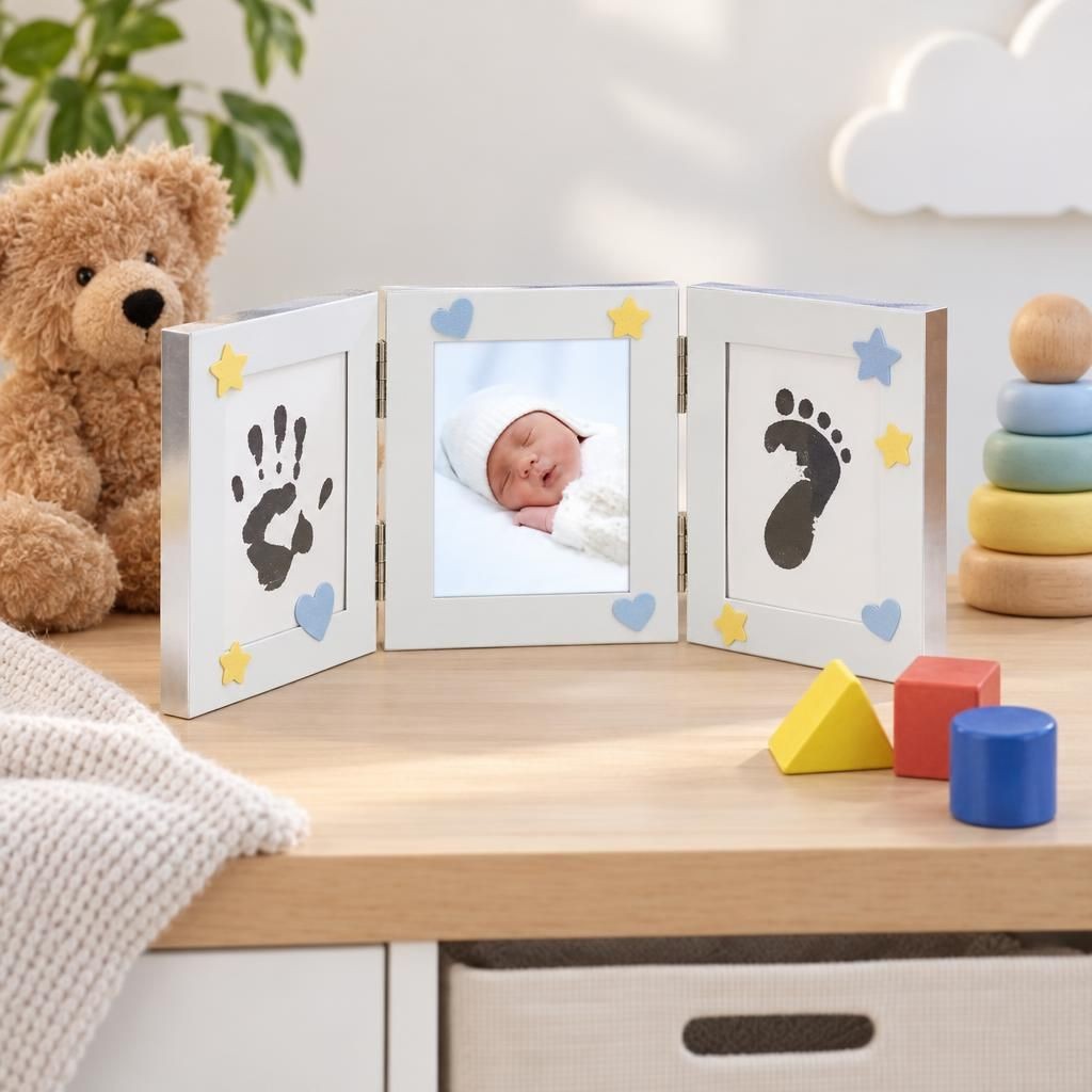 Fertiges Bastelwerk – Hand- & Fussabdruck Memory Set – 30,8 × 12,2 cm