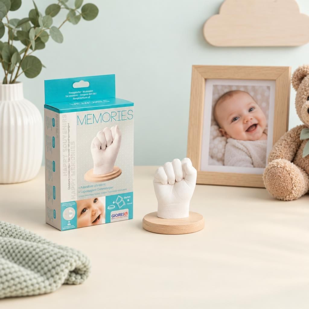 Fertiges Bastelwerk – Baby Hand- & Fussabdruck Set – 3D Erinnerungsabdruck