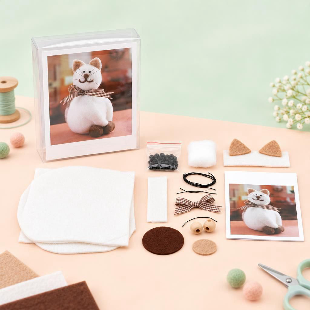Generiert: [3f4f7183-3276-4f2a-8b6b-f4778643ad22:1] Hauptbild – Filz-Creativ-Set Katze, 9,0x8,0cm