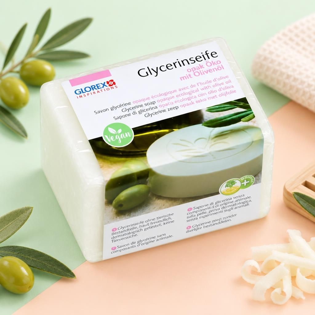 Generiert: [8fdbb851-b5cb-4e7d-aaa9-35ff679d9195:1] Hauptbild – Glycerin-Seife Öko 250g mit Olivenöl opak