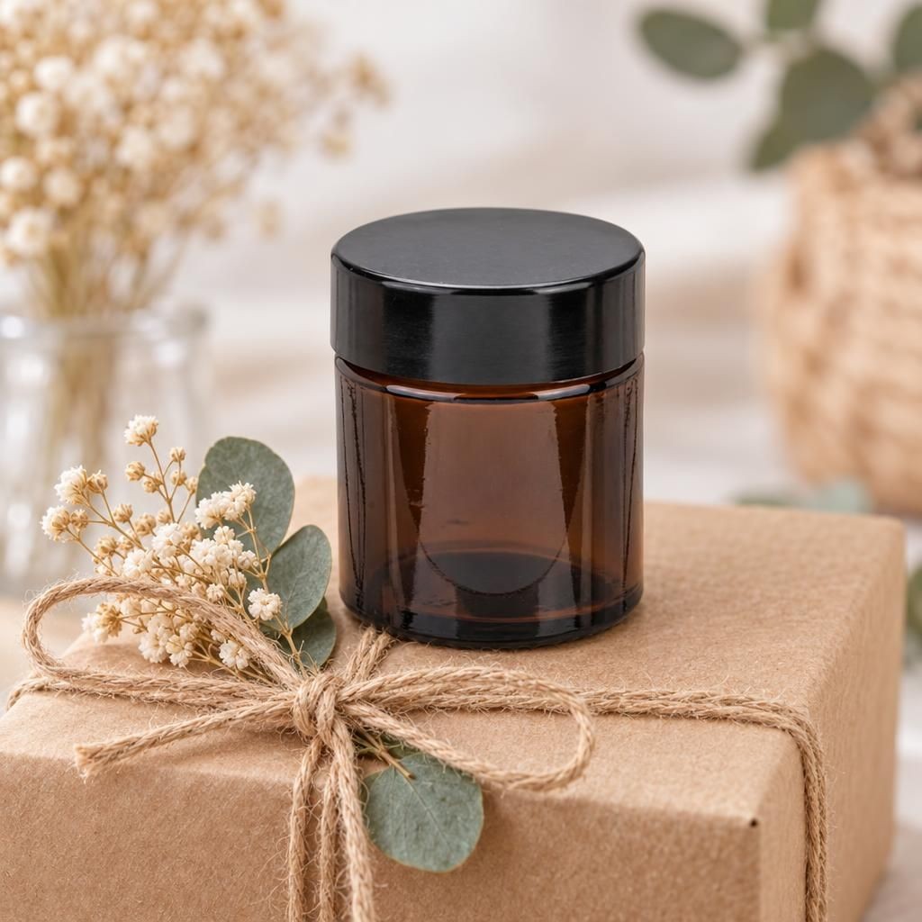 Fertiges Bastelwerk – Glastiegel braun 30ml