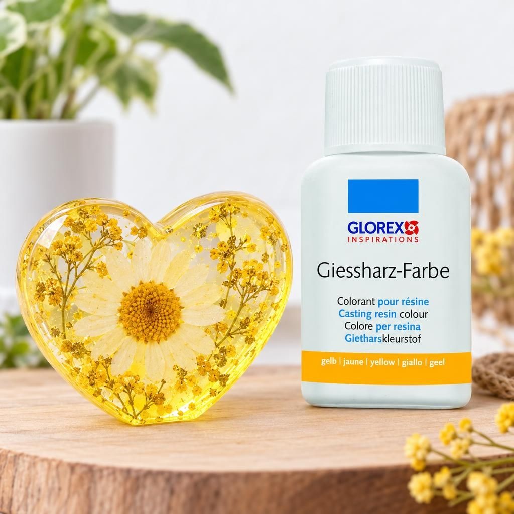Fertiges Bastelwerk – Gießharz-Farbe 20ml gelb