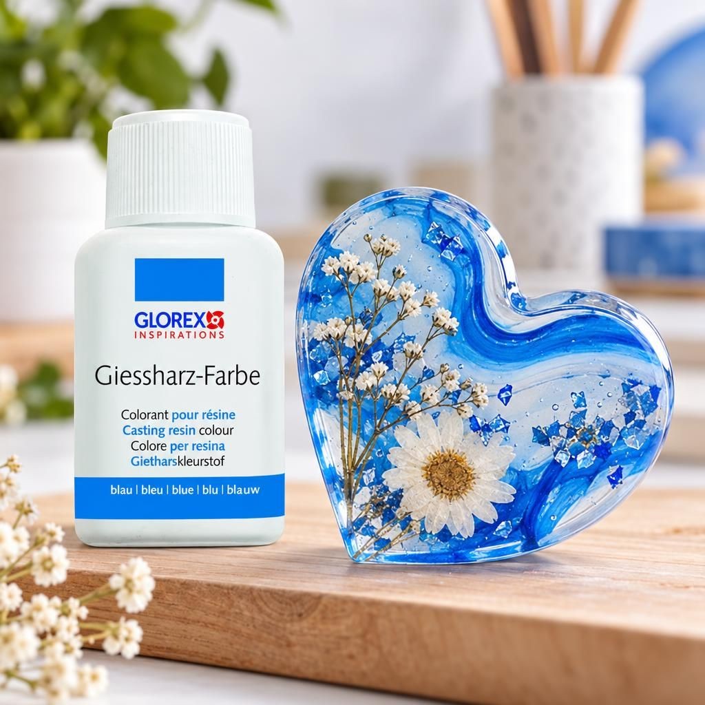Fertiges Bastelwerk – Gießharz-Farbe 20ml blau