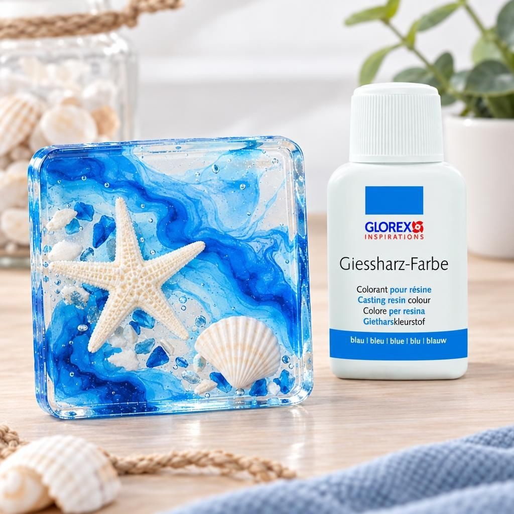Fertiges Bastelwerk – Gießharz-Farbe 20ml weiss