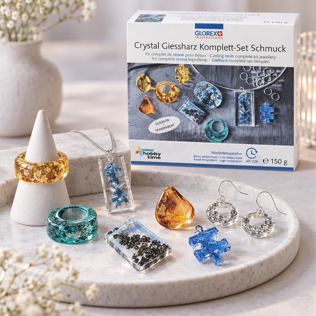 Fertiges Bastelwerk – Crystal-Giessharz Starter-Set