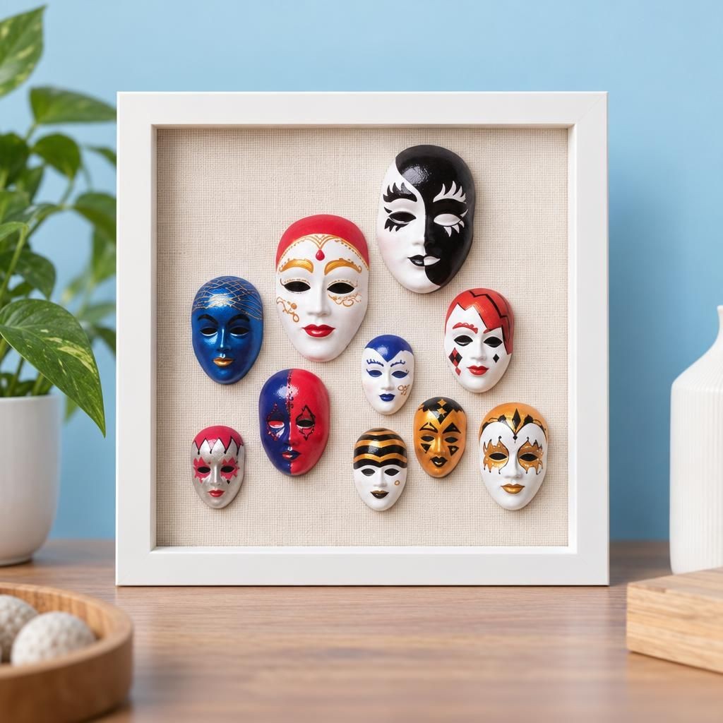 Fertiges Bastelwerk – Giessform Masken-Set 10-tlg.