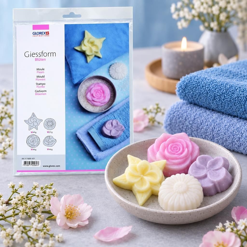 Fertiges Bastelwerk – Giessform Blüten