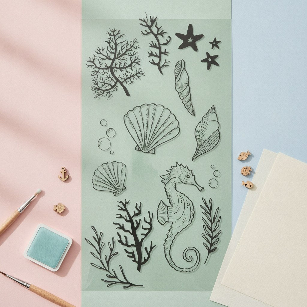 Klarsichtstempel 15 Stück - Ocean Elements by Lisa Jones - Kidis Art
