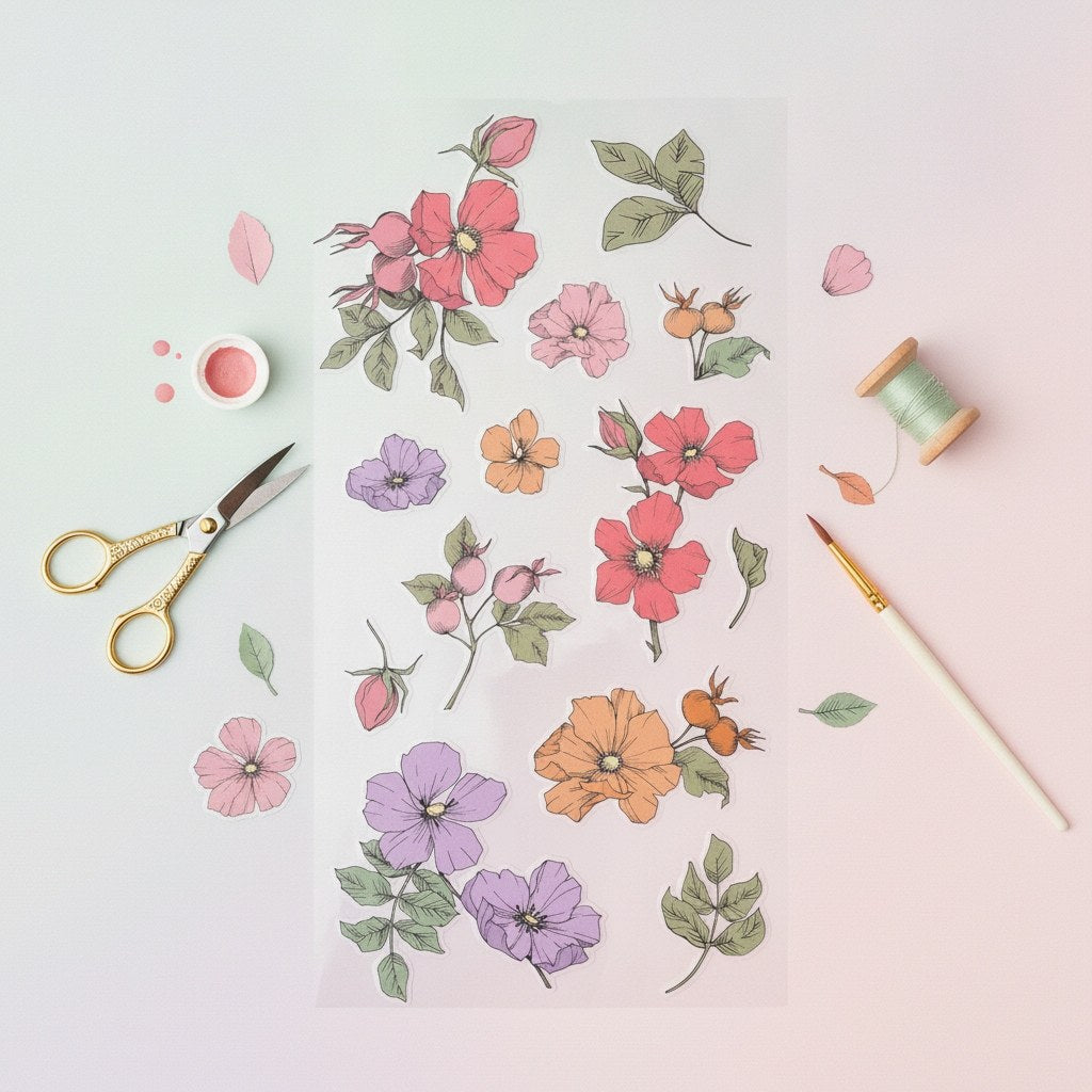 Klarsichtstempel-Set 13 Stück - Wildblumen-Botanicals - Kidis Art