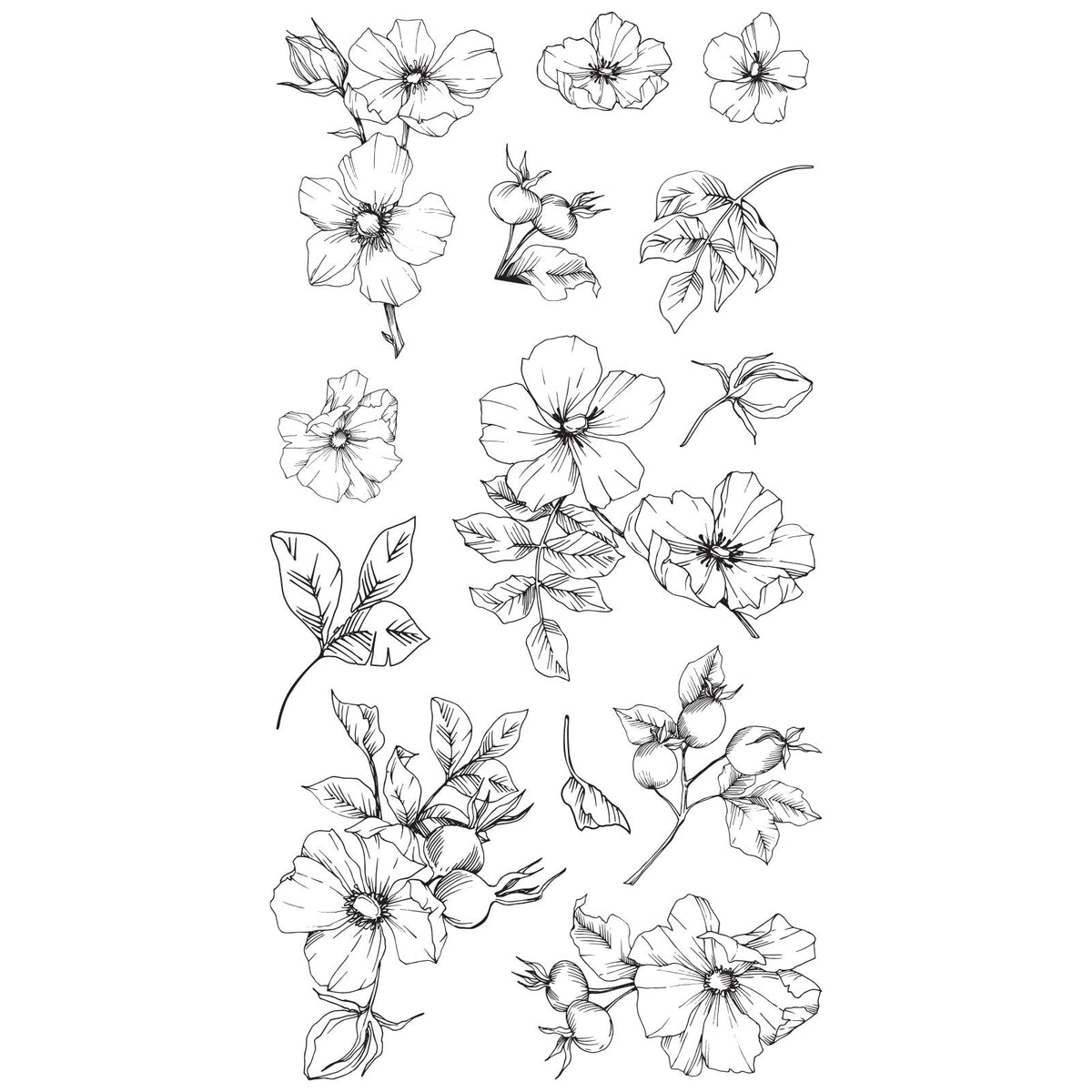 Klarsichtstempel-Set 13 Stück - Wildblumen-Botanicals - Kidis Art