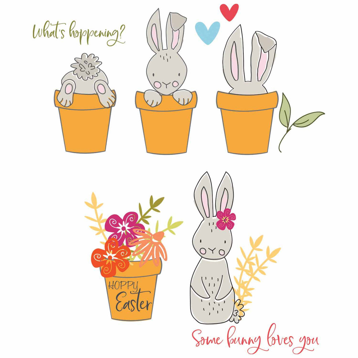 Klarsichtstempel-Set 15Stück - Bunny Bits & Blooms by Catherine Pooler - Kidis Art
