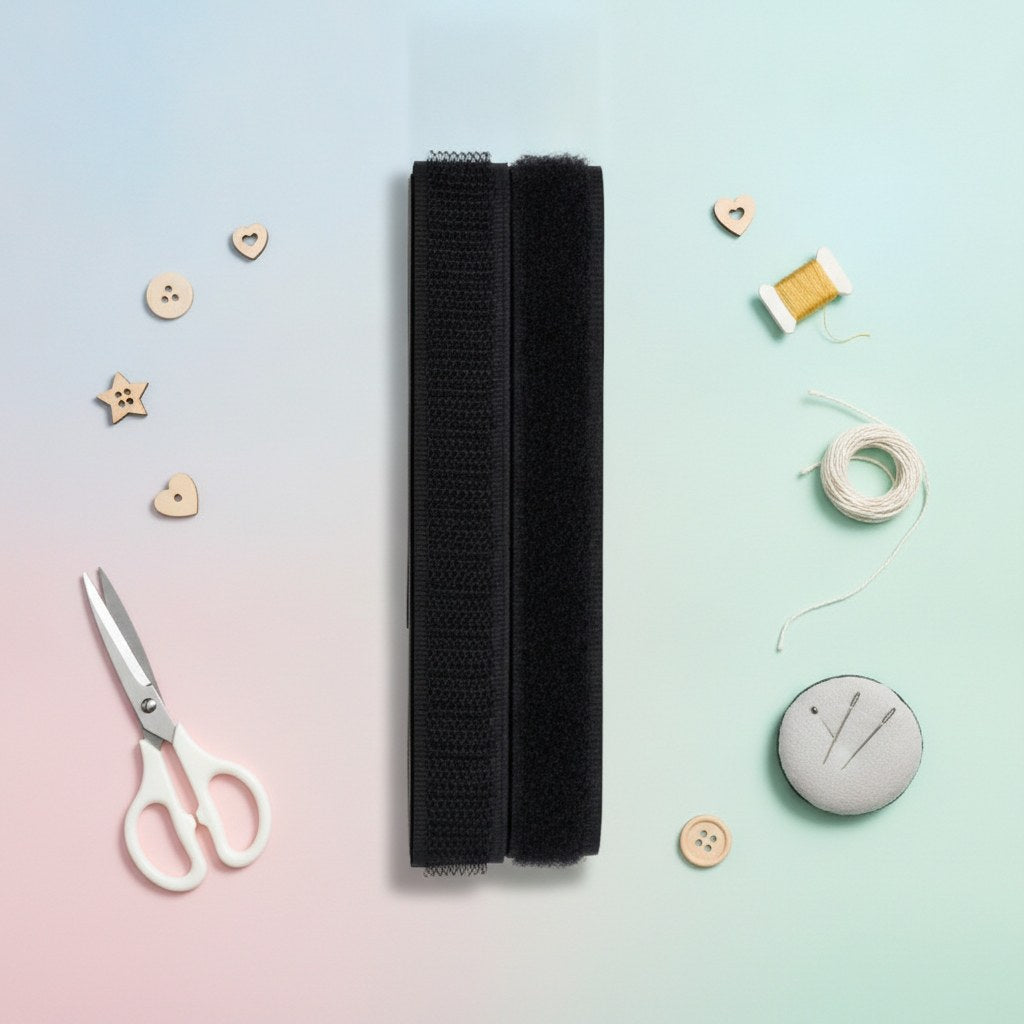 Klettband, 50cm x 16mm, schwarz - Kidis Art