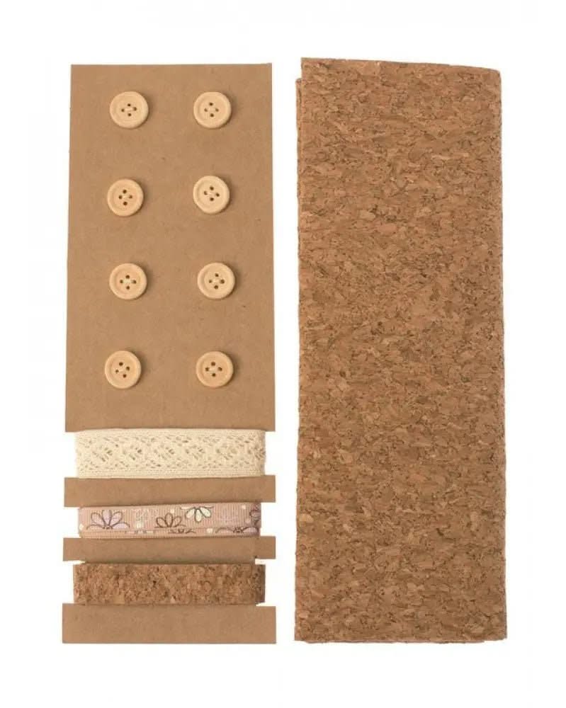Kork-Set Lili Rose Nr. 3, 48x48cm Bänder 3x1m 8 Knöpfe - Kidis Art