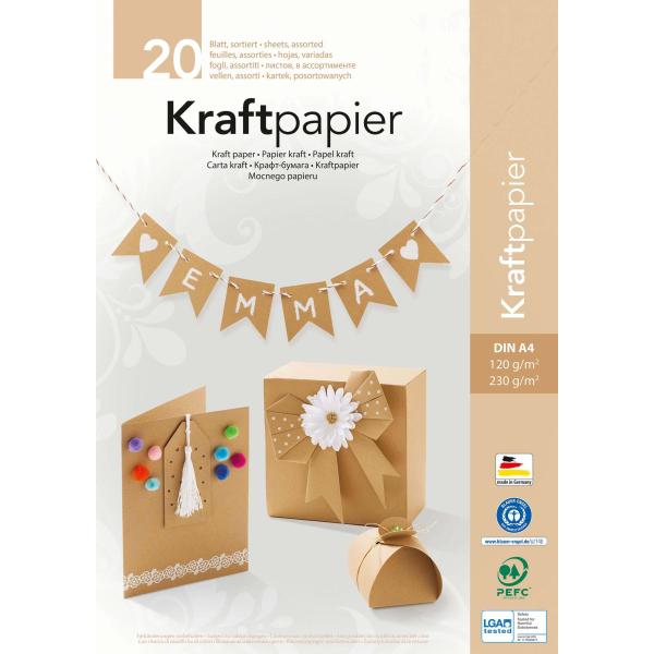 Kraftpapier DinA4, 20 Blatt sortiert - Kidis Art