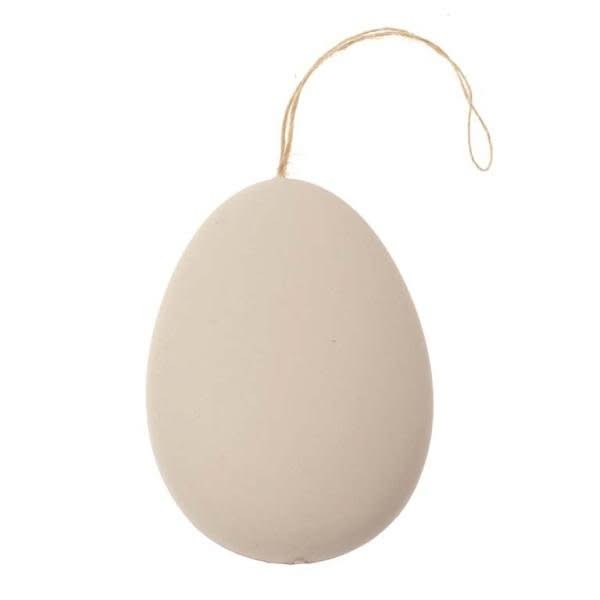 Kunstst. Ei z. Aufhängen flach weiss unbemalt 10cm 1St - Kidis Art