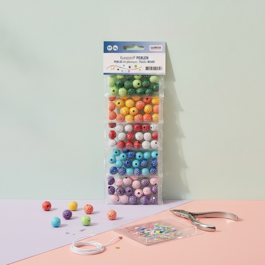 Kunststoff Perlen, bunt mit - Kidis Art