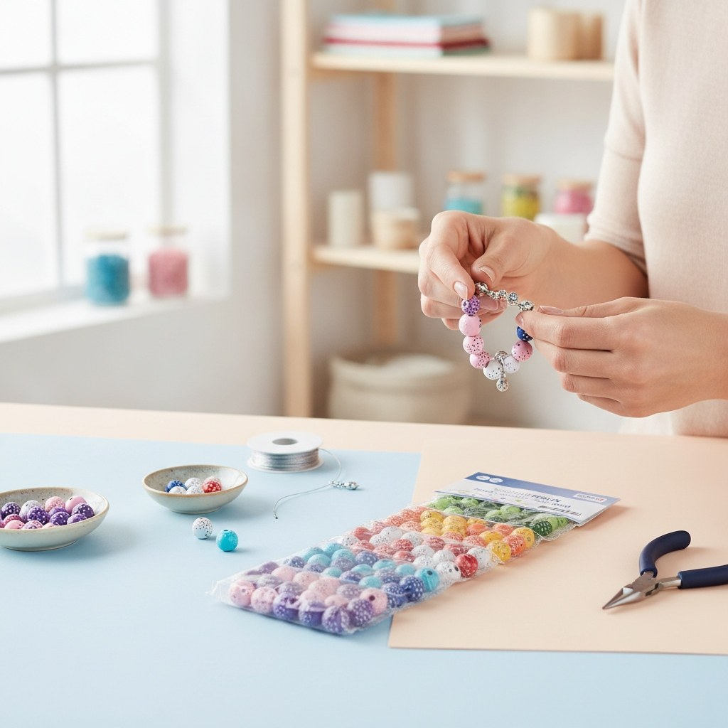 Kunststoff Perlen, bunt mit - Kidis Art
