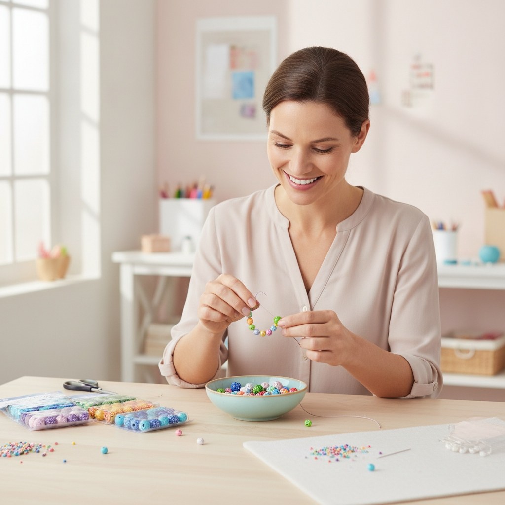 Kunststoff Perlen, bunt mit - Kidis Art
