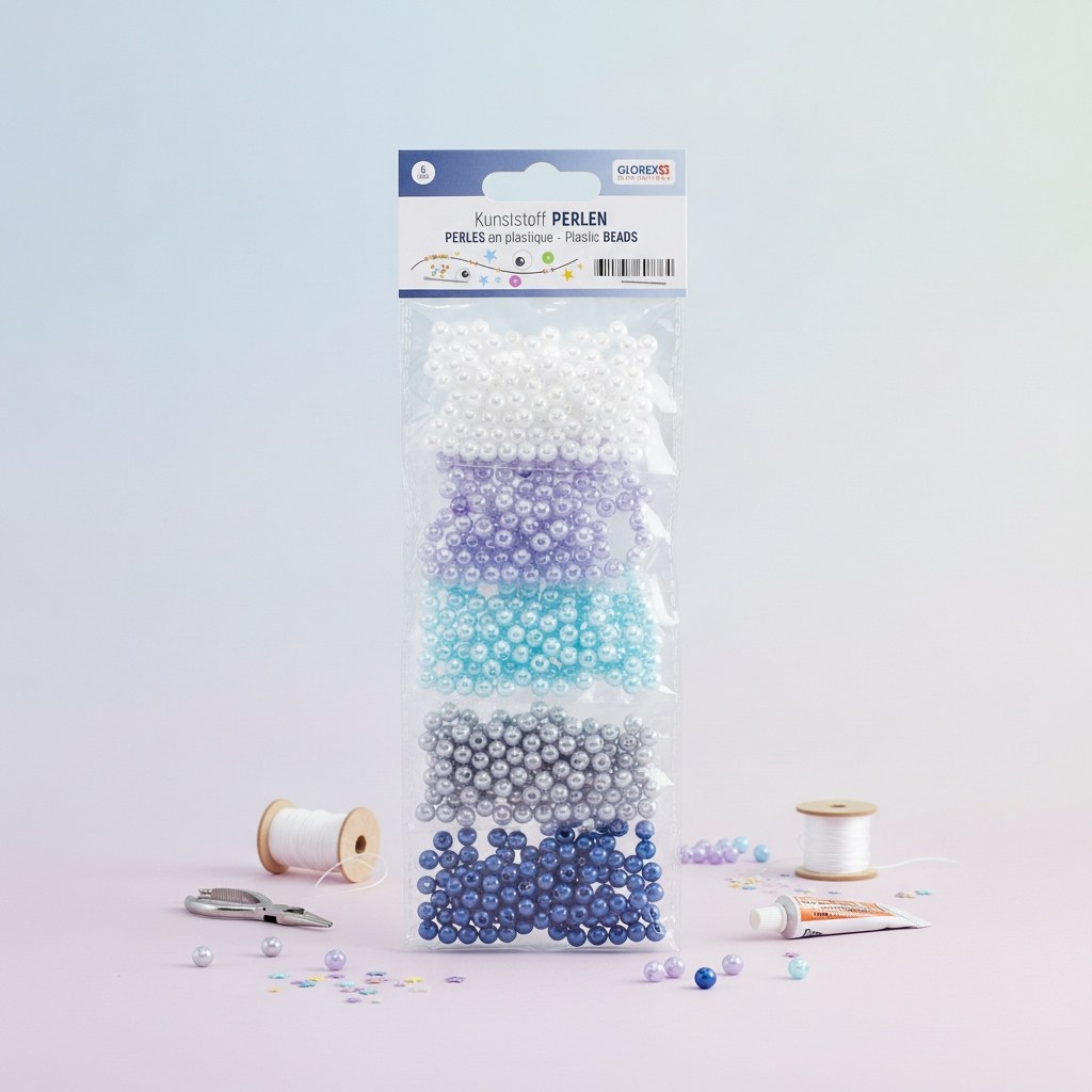 Kunststoffperlen-Set 6mm 500St Blautöne - Kidis Art