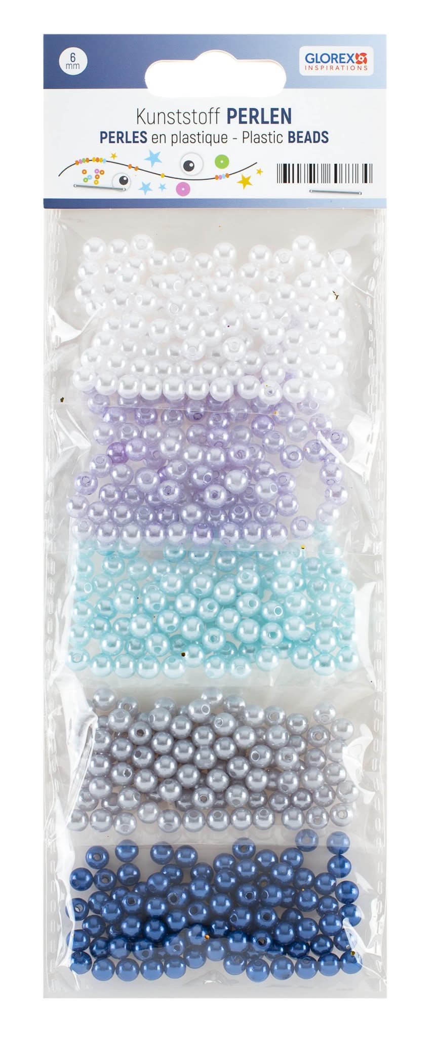 Kunststoffperlen-Set 6mm 500St Blautöne - Kidis Art