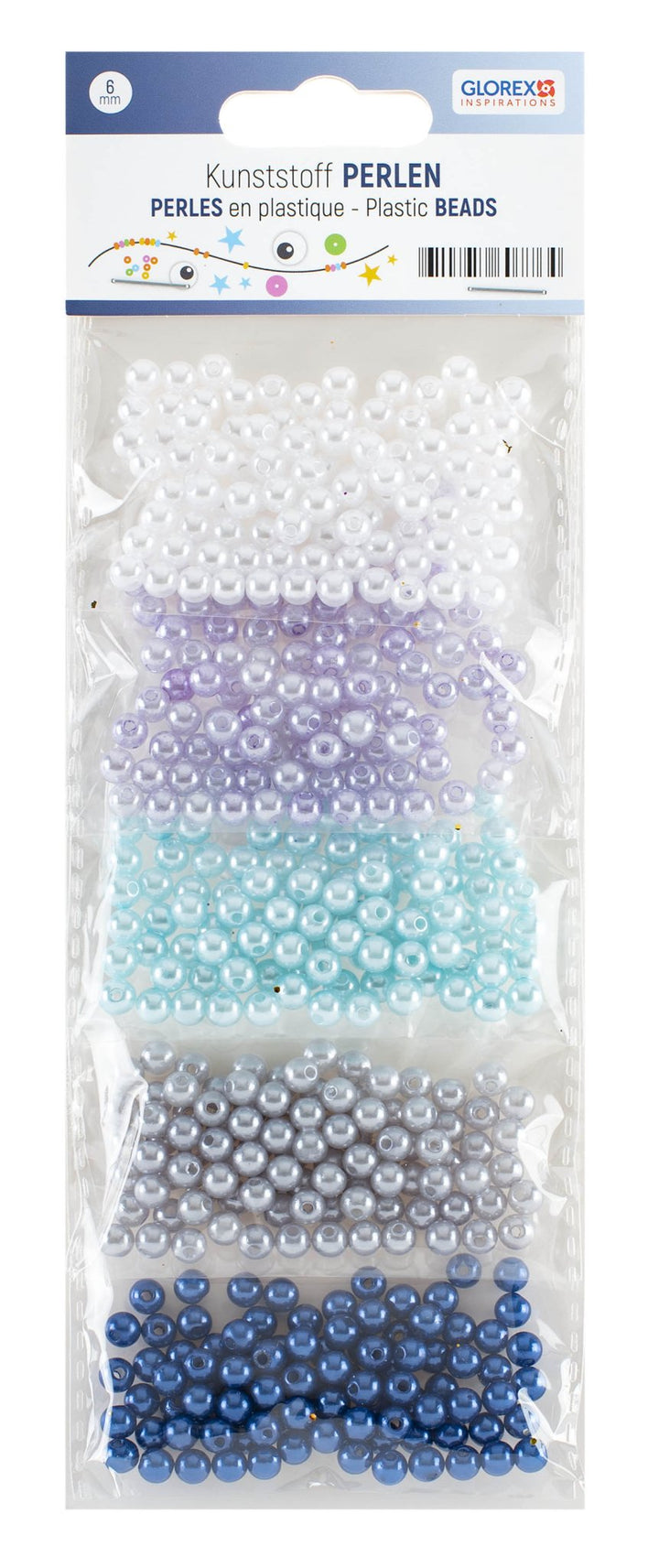 Kunststoffperlen - Set 6mm 500St Blautöne - Kidis Art