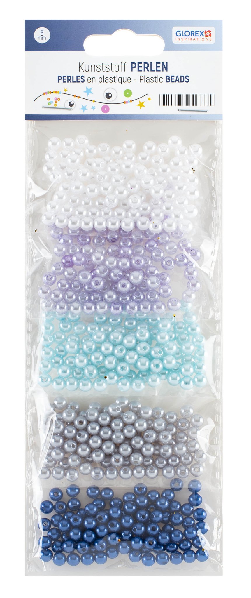 Kunststoffperlen - Set 6mm 500St Blautöne - Kidis Art