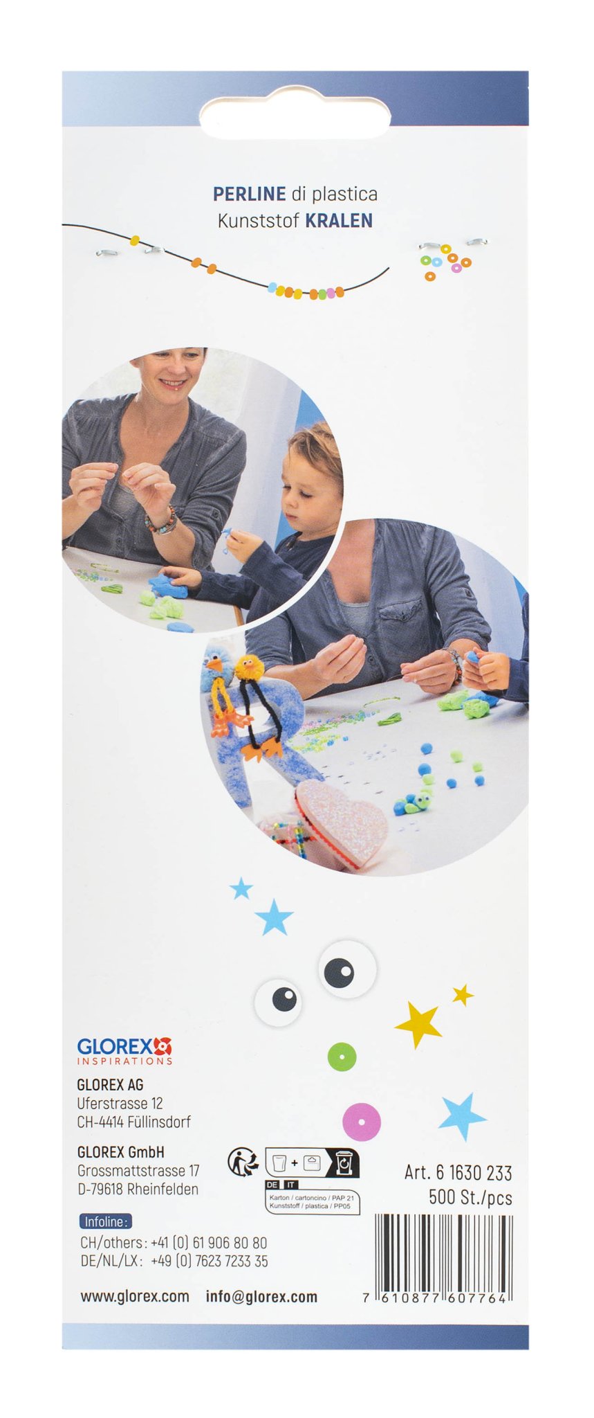 Kunststoffperlen - Set 6mm 500St Blautöne - Kidis Art