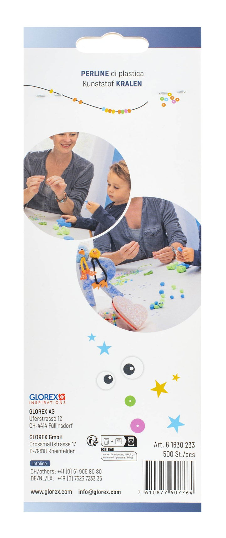 Kunststoffperlen - Set 6mm 500St Blautöne - Kidis Art