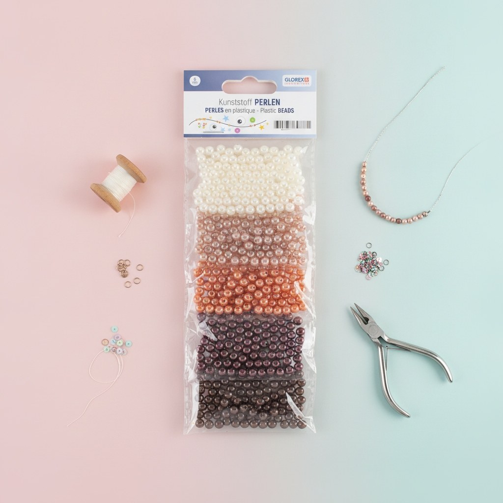 Kunststoffperlen-Set 6mm 500St Brauntöne - Kidis Art