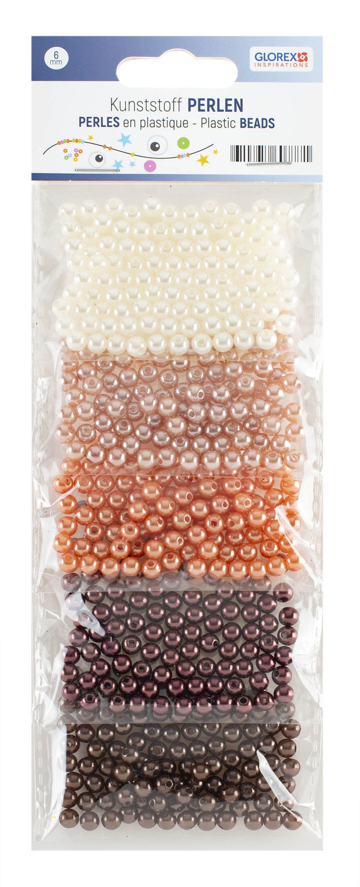 Kunststoffperlen - Set 6mm 500St Brauntöne - Kidis Art