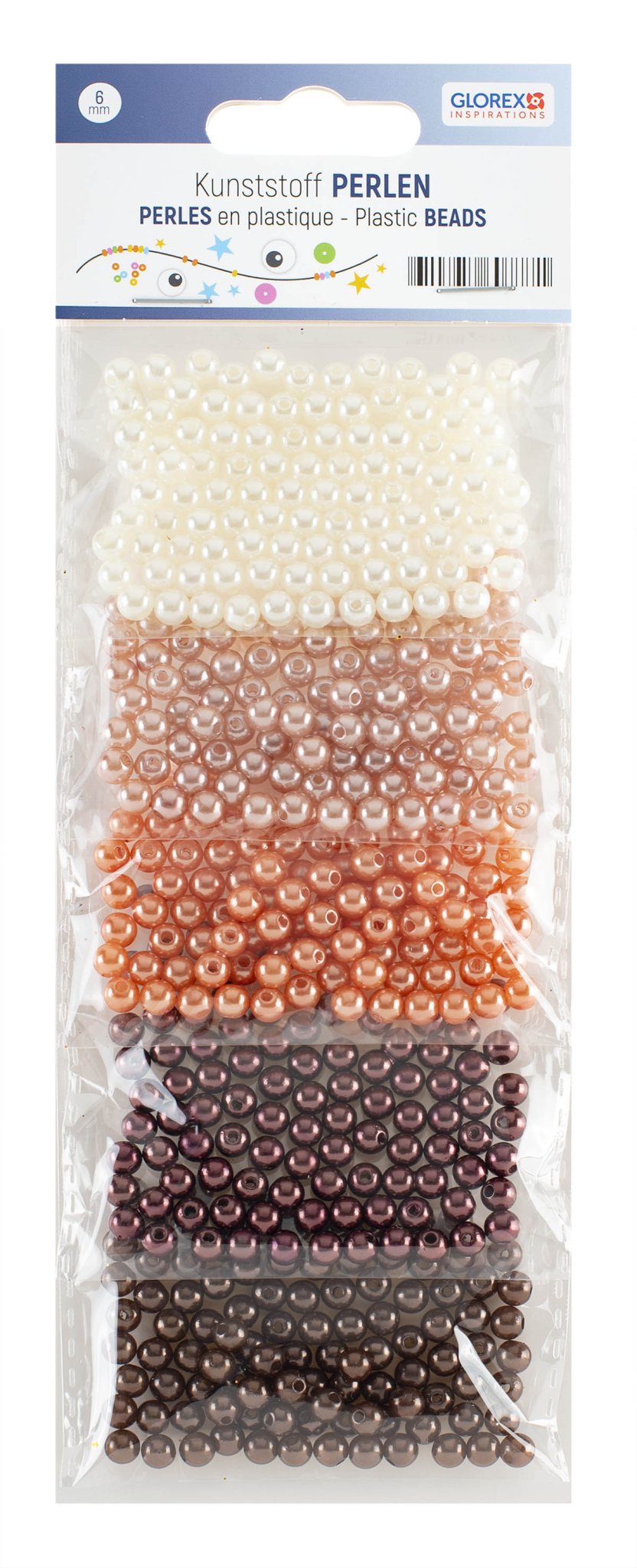 Kunststoffperlen - Set 6mm 500St Brauntöne - Kidis Art