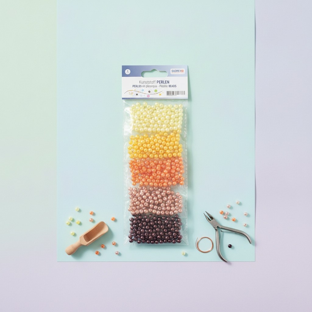 Kunststoffperlen-Set 6mm 500St gelb/rot-Töne - Kidis Art