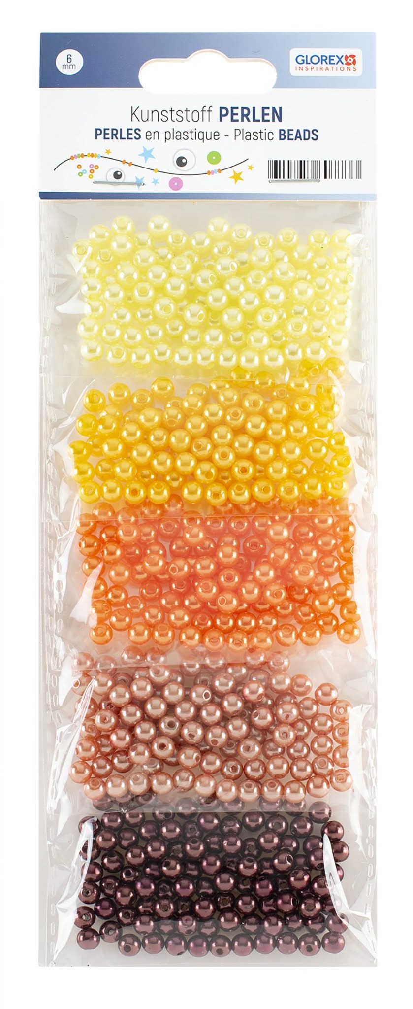 Kunststoffperlen-Set 6mm 500St gelb/rot-Töne - Kidis Art