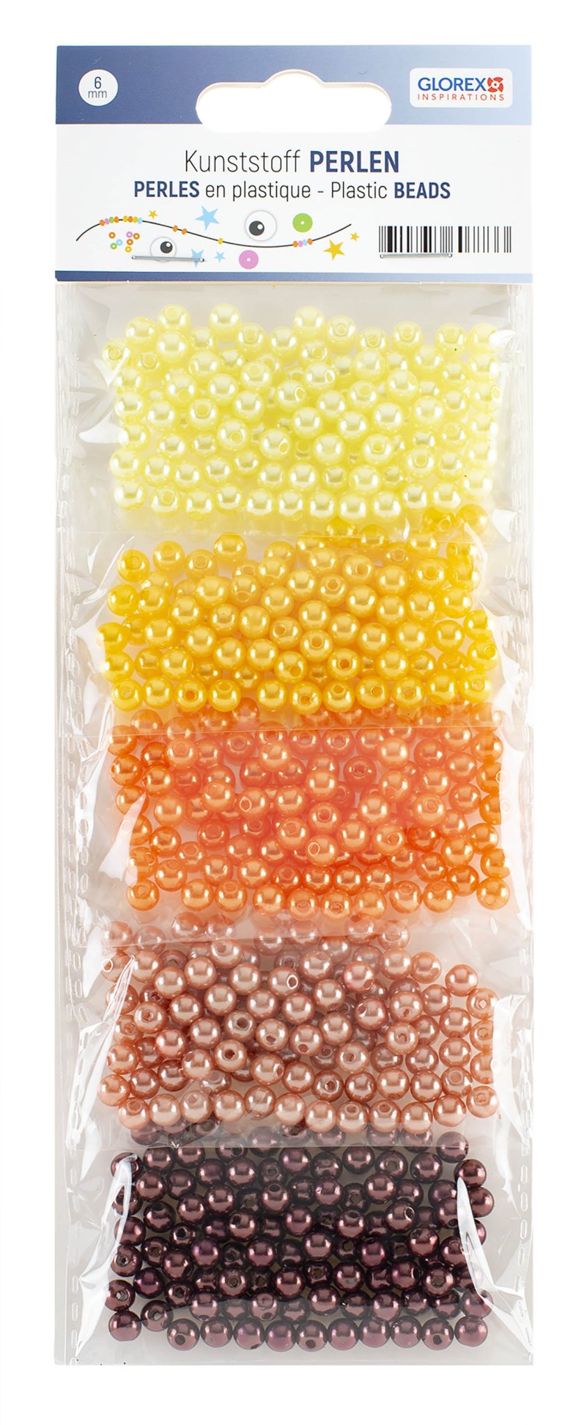 Kunststoffperlen - Set 6mm 500St gelb/rot - Töne - Kidis Art