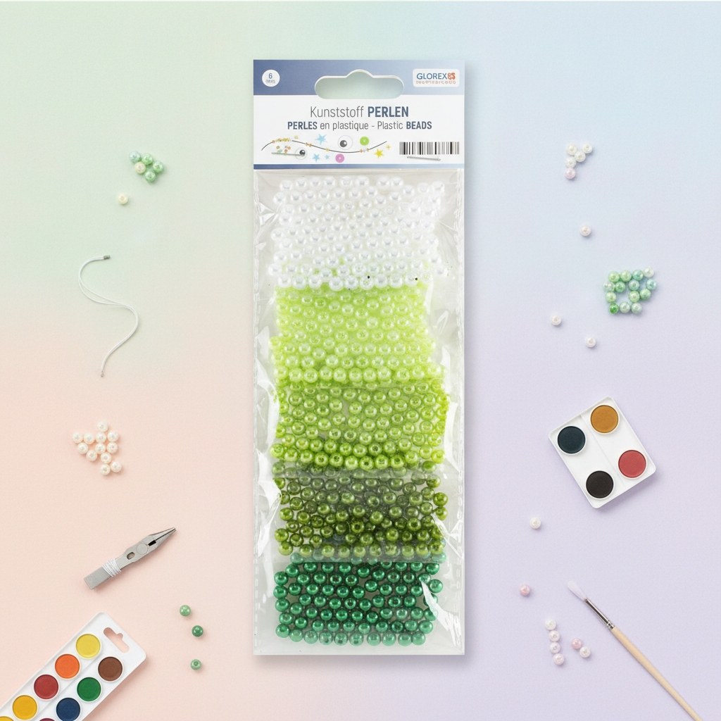 Kunststoffperlen-Set 6mm 500St Grüntöne - Kidis Art