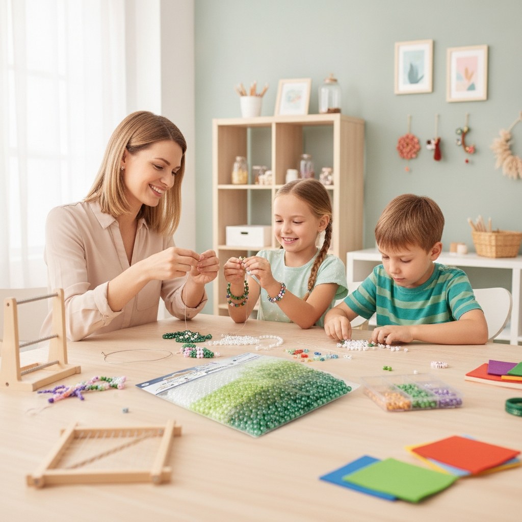 Kunststoffperlen-Set 6mm 500St Grüntöne - Kidis Art