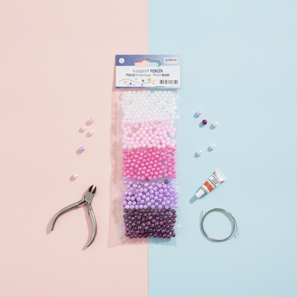 Kunststoffperlen-Set 6mm 500St rosa/lila-Töne - Kidis Art