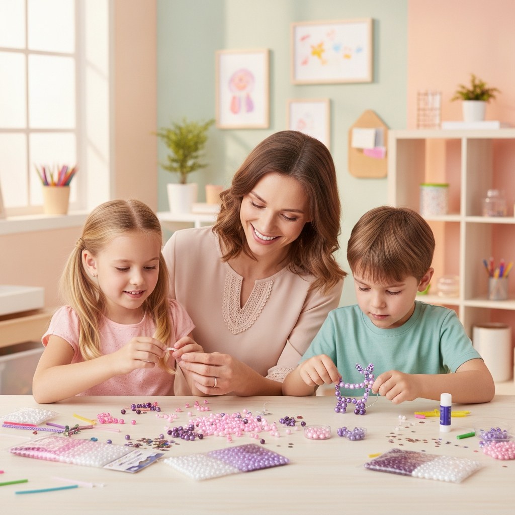 Kunststoffperlen-Set 6mm 500St rosa/lila-Töne - Kidis Art