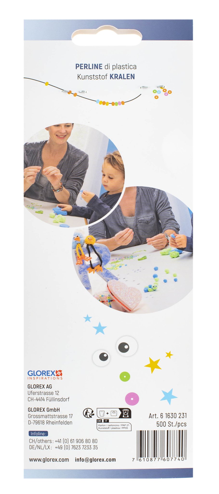 Kunststoffperlen - Set 6mm 500St rosa/lila - Töne - Kidis Art