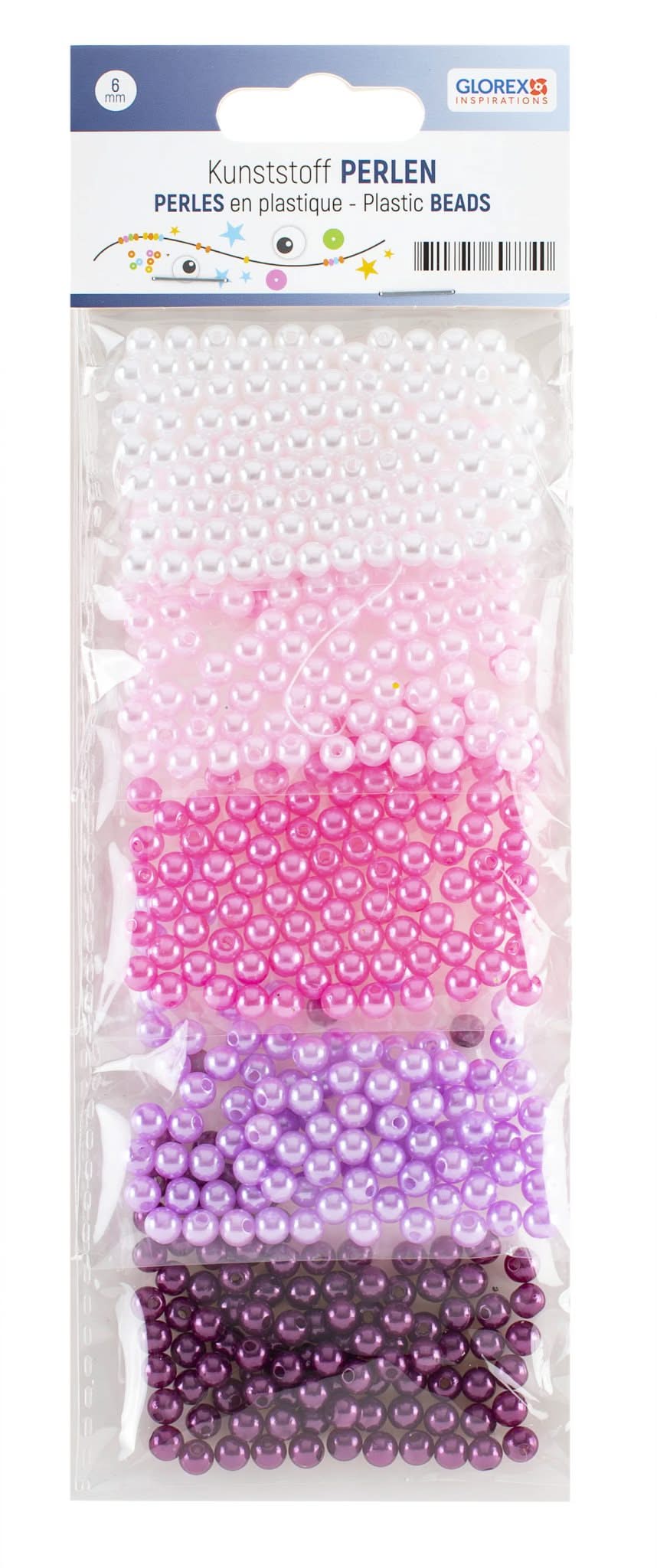Kunststoffperlen-Set 6mm 500St rosa/lila-Töne - Kidis Art