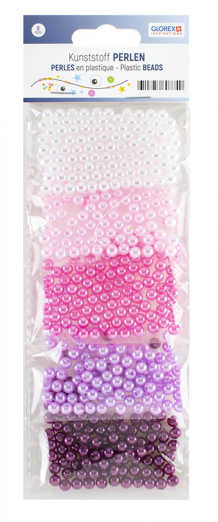 Kunststoffperlen - Set 6mm 500St rosa/lila - Töne - Kidis Art