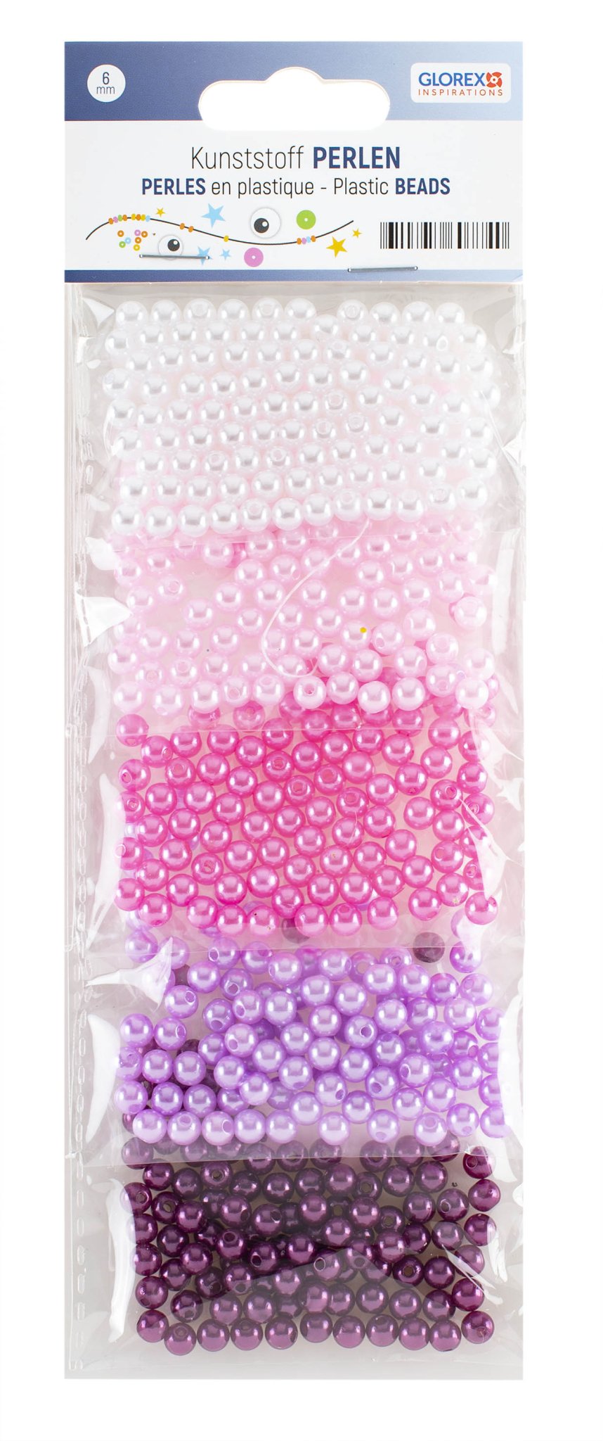 Kunststoffperlen - Set 6mm 500St rosa/lila - Töne - Kidis Art
