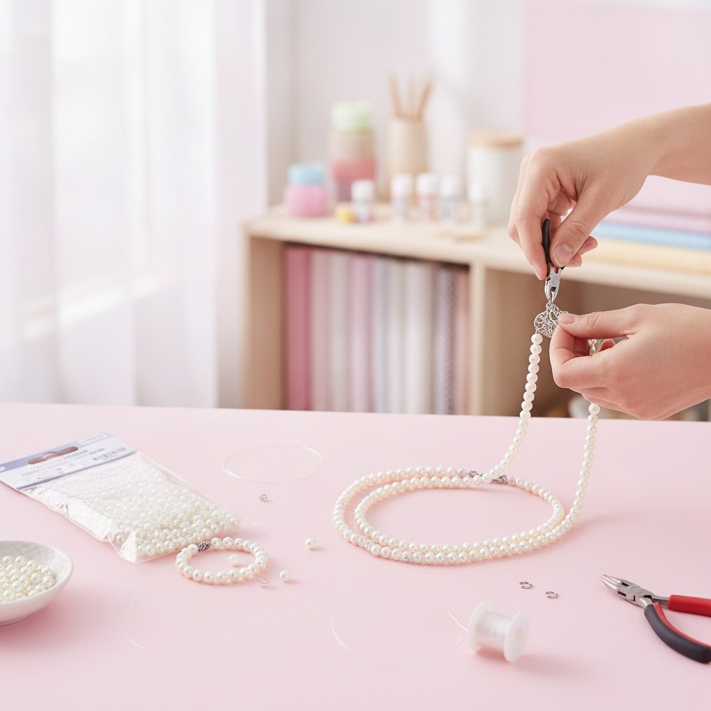 Kuststoffperlen-Set 4/6/8mm 620St, creme - Kidis Art